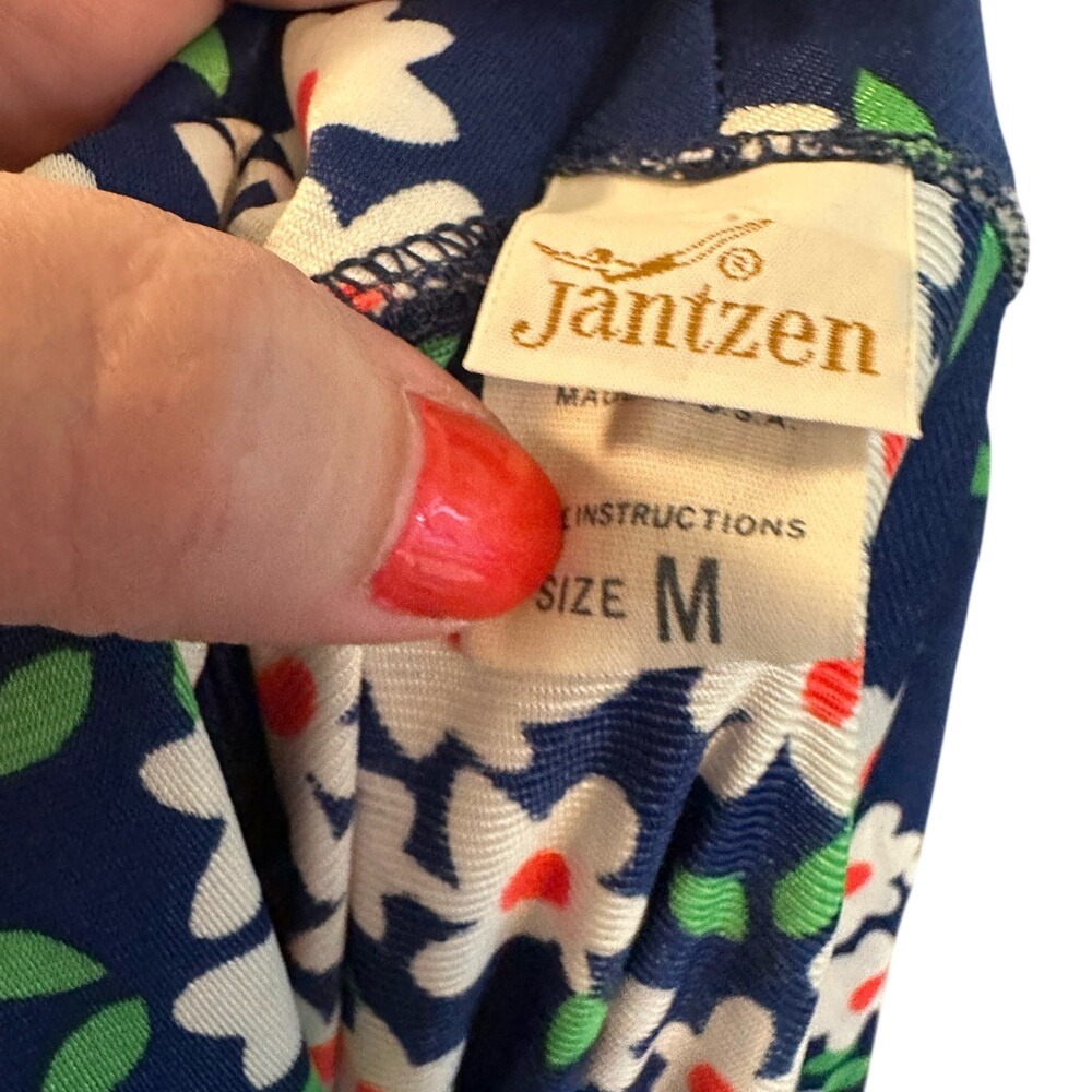 Jantzen Vintage Floral Button Front Belted‎ Dress Size M - Picture 5 of 6